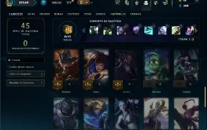 Ouro 4 com 45 Champs e 5 Skins