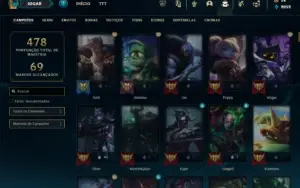 Ferro 1 com TODOS os champs e 337 Skins + Honra 5