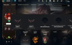 Ferro 1 com TODOS os champs e 337 Skins + Honra 5