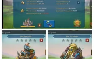 Conta t4, 300m de poder, 300k de gemas + 2 skins de castelo