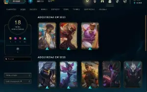 Conta Lol 18 Skins (1 Ultimate 10 Épicas 4 Legado)