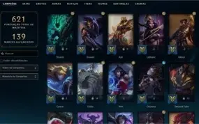 Conta League of Legends - PLAT 4 - 60% WR - 258 Skins