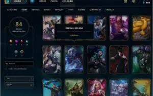 Conta Platina season na  passada, 84 skin Tdos campeões