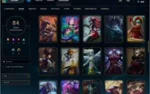 Conta Platina season na  passada, 84 skin Tdos campeões