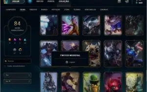 Conta Platina season na  passada, 84 skin Tdos campeões