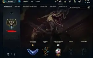 Conta Diamante 1 League of Legends sem email confirmado.