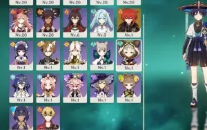 conta genshin ar54 raiden, xiao, andarilho e cyno