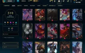 Bronze 3 com TODOS os champs e 319 Skins ( Nivel 741 )
