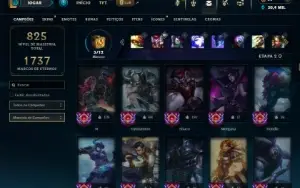 Bronze 3 com TODOS os champs e 319 Skins ( Nivel 741 )