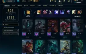 Bronze 3 com TODOS os champs e 319 Skins ( Nivel 741 )