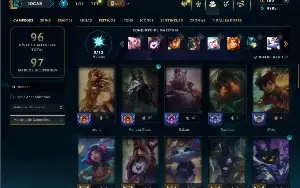 Unranked com 55 Champs e 29 Skins ( MONO SUP )