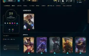 Unranked com 55 Champs e 29 Skins ( MONO SUP )