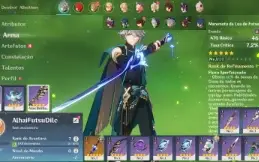 Conta Genshin Impact AR 7 com Alhaitham, Futsu e Diluc