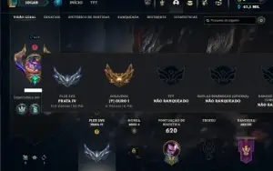Ouro 1 com TODOS os champs e 166 Skins + 43 Cromas