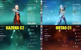 Conta Genshin Ar57 /10X5★/Kazuha C2+Bis / Eula+Bis/ Hutao C1
