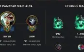 Conta lol 260 skin - Mestre ultima season - Todos os champs