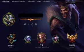 Conta LoL, Gold 1 mmr plat 3