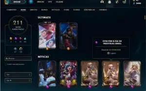 Conta Unranked com TODOS os champs e 211 Skins + 3 Prestigio