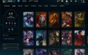 Conta Unranked com 120 Champs e 63 Skins