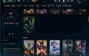 Unranked com 85 Champs e 87 Skins ( MID / JG )