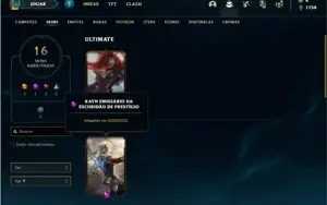 Conta ouro 4 com 46 Champs e 16 Skins + Prestigio do Kayn