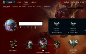 CONTA PRATA 4 COM MMR ALTO, COM 20 CHAMPS E 8 SKINS