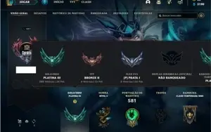 Conta Platina 3 com TODOS os champ e 197 Skins + 4 Prestigio