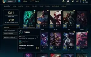 Conta Platina 3 com TODOS os champ e 197 Skins + 4 Prestigio