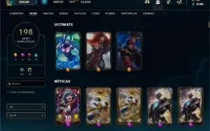 Conta Platina 3 com TODOS os champ e 197 Skins + 4 Prestigio