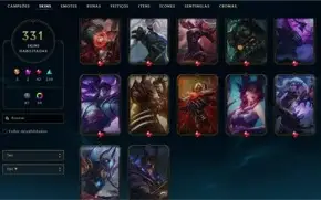 Conta LOL gold4 331 skins 42 skins lendárias todos champs