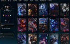 Conta LOL gold4 331 skins 42 skins lendárias todos champs