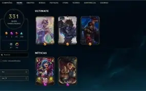 Conta LOL gold4 331 skins 42 skins lendárias todos champs