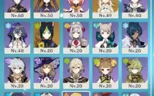 Yelan E1, Eula, Tighnari, Mona, Falcão, Harpa Celestial AR45