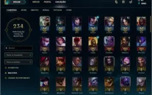 Conta platina 1 com 137 Skins e 108 campeões!