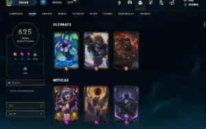 Conta Unranked com TODOS os champs e 625 Skins