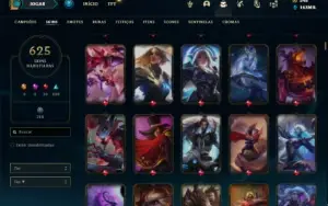 Conta Unranked com TODOS os champs e 625 Skins