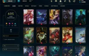 Conta Unranked com TODOS os champs e 625 Skins