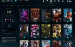 Conta Unranked com TODOS os champs e 625 Skins