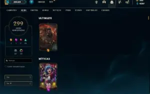 Conta Prata 3 com TODOS os champs e 299 Skins + 6 Vitoriosas