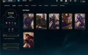 Conta Prata 3 com TODOS os champs e 299 Skins + 6 Vitoriosas