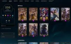 Conta League of Legends 220 skins, 8 vitoriosas, 16 míticas