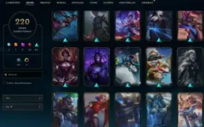 Conta League of Legends 220 skins, 8 vitoriosas, 16 míticas