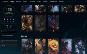 Conta League of Legends 139 skins