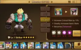 Reroll Summoners War lvl10 com Striker Light - Talisman