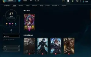 Conta bronze 1 com 80 Champs e 47 Skins + 2 Fragmentos
