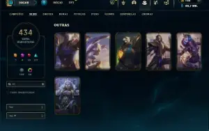 Platina 2 com TODOS os champs e 434 Skins ( ADC / MID / JG )
