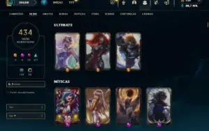 Platina 2 com TODOS os champs e 434 Skins ( ADC / MID / JG )