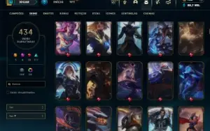 Platina 2 com TODOS os champs e 434 Skins ( ADC / MID / JG )