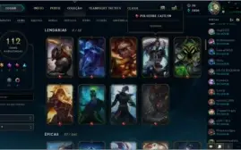 Conta League of Legends Platina 4 112 skins