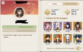 Conta End game genshin